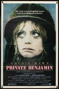 5p689 PRIVATE BENJAMIN 1sh '80 funny image of depressed soldier Goldie Hawn!