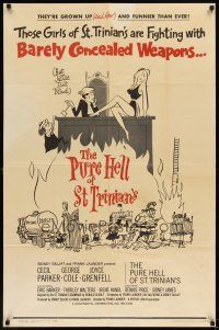 5p698 PURE HELL OF ST TRINIAN'S 1sh '61 English comedy, sexy artwork, barely concealed weapons!