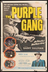 5p699 PURPLE GANG 1sh '59 Robert Blake, Barry Sullivan, they matched Al Capone crime for crime!
