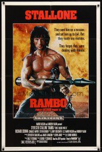 5p705 RAMBO FIRST BLOOD PART II 1sh '85 no man, no law, no war can stop Sylvester Stallone!