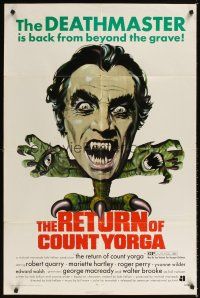 5p717 RETURN OF COUNT YORGA 1sh '71 Robert Quarry, AIP vampires, wild monster art!