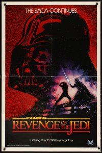 5p720 RETURN OF THE JEDI dated teaser 1sh '83 George Lucas classic, Revenge of the Jedi, Drew art!