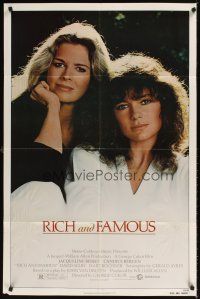 5p725 RICH & FAMOUS 1sh '81 great portrait image of Jacqueline Bisset & Candice Bergen!