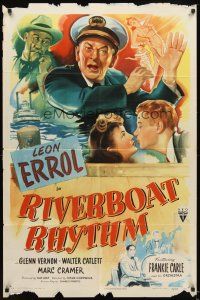 5p732 RIVERBOAT RHYTHM style A 1sh '45 art of ship captain Leon Errol & Frankie Carle playing piano