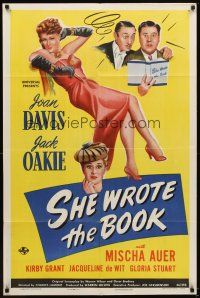 5p779 SHE WROTE THE BOOK 1sh '46 full-length art of sexy Joan Davis, Jack Oakie!