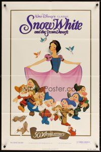 5p803 SNOW WHITE & THE SEVEN DWARFS foil 1sh R87 Walt Disney animated cartoon fantasy classic!