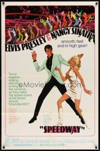 5p815 SPEEDWAY 1sh '68 art of Elvis Presley dancing with sexy Nancy Sinatra in boots!