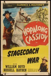 5p822 HOPALONG CASSIDY style C stock 1sh '40s William Boyd as Hopalong Cassidy, Stagecoach War!