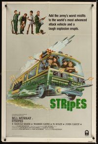 5p845 STRIPES int'l 1sh '81 Ivan Reitman classic military comedy, wacky battle RV!