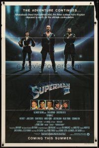 5p858 SUPERMAN II teaser 1sh '81 Christopher Reeve, Terence Stamp, cool image of villains!