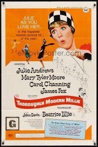5p897 THOROUGHLY MODERN MILLIE 1sh '67 image of singing & dancing Julie Andrews, Mary Tyler Moore!