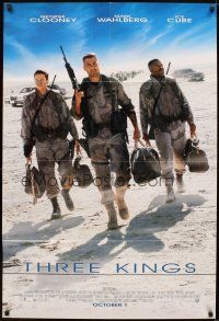 5p899 THREE KINGS advance 1sh '99 George Clooney, Mark Wahlberg, & Ice Cube in the Gulf War!
