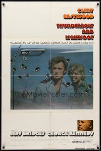 5p900 THUNDERBOLT & LIGHTFOOT style B 1sh '74 cool reflection of Clint Eastwood & Jeff Bridges!