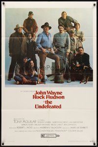 5p929 UNDEFEATED style A 1sh '69 great Civil War cast portrait with John Wayne & Rock Hudson!