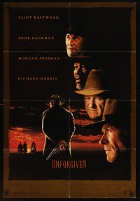 5p932 UNFORGIVEN 1sh '92 Clint Eastwood, Gene Hackman, Morgan Freeman, Richard Harris!
