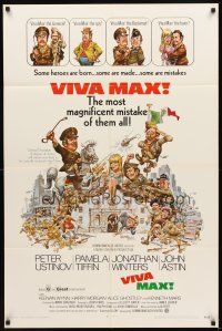 5p949 VIVA MAX 1sh '70 Peter Ustinov, Jonathan Winters, great Jack Davis art of cast!