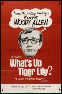 5p962 WHAT'S UP TIGER LILY 1sh R78 wacky Woody Allen Japanese spy spoof with dubbed dialog!