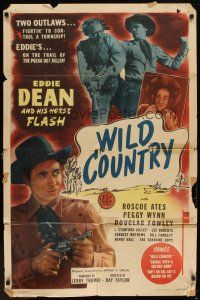 5p967 WILD COUNTRY 1sh '47 cool artwork of cowboy Eddie Dean on a killer's trail!