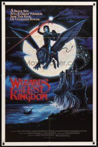 5p977 WIZARDS OF THE LOST KINGDOM 1sh '85 cool Morrison fantasy art of boy on winged lion!