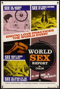 5p982 WORLD SEX REPORT 1sh '72 wild sexy images from pseudo-documentary!