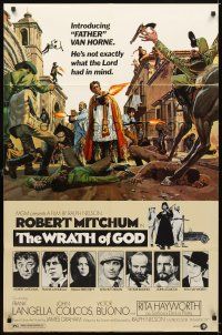 5p983 WRATH OF GOD style A 1sh '72 priest Robert Mitchum is not exactly what the Lord had in mind!