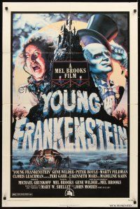 5p991 YOUNG FRANKENSTEIN 1sh '74 Mel Brooks, art of Gene Wilder, Peter Boyle & Marty Feldman!