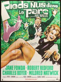 5r447 BAREFOOT IN THE PARK French 1p '67 different Roje art of Robert Redford & sexy Jane Fonda!