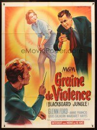 5r460 BLACKBOARD JUNGLE French 1p '55 Richard Brooks classic, great different art by Roger Soubie!