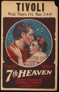 5r258 7TH HEAVEN WC '27 romantic stone litho of Janet Gaynor & Charles Farrell!