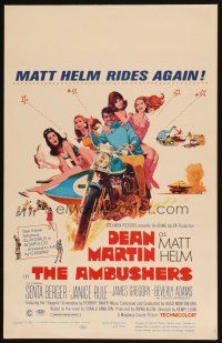 5r262 AMBUSHERS WC '67 art of Dean Martin as Matt Helm with sexy Slaygirls on motorcycle!