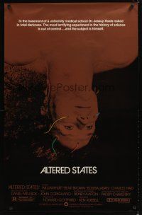 5w056 ALTERED STATES foil 1sh '80 William Hurt, Paddy Chayefsky, Ken Russell, sci-fi horror!