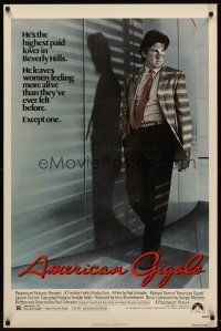 5w059 AMERICAN GIGOLO 1sh '80 handsomest male prostitute Richard Gere is being framed for murder!