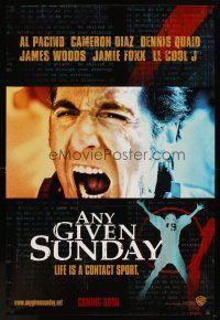 5w066 ANY GIVEN SUNDAY teaser DS 1sh '99 Oliver Stone, Al Pacino, Cameron Diaz, football!