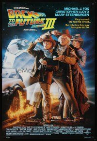 5w084 BACK TO THE FUTURE III DS 1sh '90 Michael J. Fox, Chris Lloyd, Drew Struzan art!
