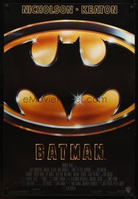 5w096 BATMAN 1sh '89 directed by Tim Burton, cool image of Bat logo!