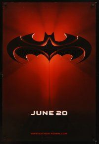 5w091 BATMAN & ROBIN advance DS 1sh '97 Clooney, O'Donnell, cool image of bat symbol