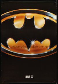 5w097 BATMAN matte teaser 1sh '89 directed by Tim Burton, cool image of Bat logo!