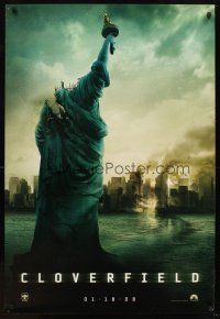 5w200 CLOVERFIELD teaser DS 1sh '08 wild image of destroyed New York & Lady Liberty decapitated!