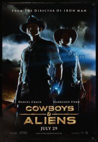 5w208 COWBOYS & ALIENS teaser DS 1sh '11 cool image of Daniel Craig & Harrison Ford!