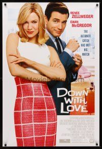 5w261 DOWN WITH LOVE 1sh '03 David Hyde Pierce, sexy Rene Zellweger & Ewan McGregor!