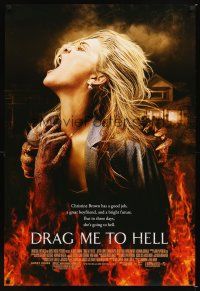 5w264 DRAG ME TO HELL DS 1sh '09 Sam Raimi horror, Alison Lohman being dragged down into flames!