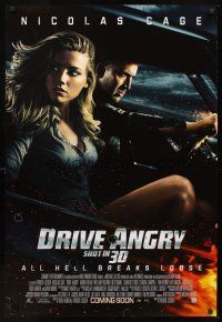 5w265 DRIVE ANGRY advance DS 1sh '11 Patrick Lussier, Nicolas Cage & sexy Amber Heard!
