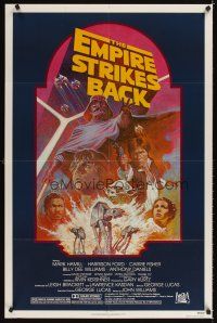 5w011 EMPIRE STRIKES BACK 1sh R82 George Lucas sci-fi classic, cool artwork by Tom Jung!