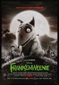 5w327 FRANKENWEENIE advance DS 1sh '12 Tim Burton, horror image of wacky dog!