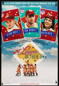 5w479 LEAGUE OF THEIR OWN advance DS 1sh '92 Tom Hanks, Madonna, Geena Davis, women's baseball!
