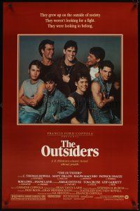 5w587 OUTSIDERS 1sh '82 Coppola, S.E. Hinton, Howell, Dillon, Macchio, Swayze, Lowe, Cruise!