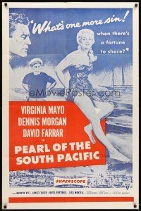 5w598 PEARL OF THE SOUTH PACIFIC military 1sh '55 sexy Virginia Mayo in sarong & Dennis Morgan!