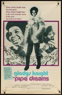 5w603 PIPE DREAMS 1sh '76 Gladys Knight sings, great full-length image of the singer!