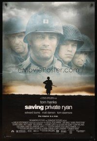 5w654 SAVING PRIVATE RYAN DS 1sh '98 Steven Spielberg, Tom Hanks, the mission is a man!
