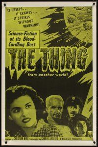 5w734 THING 1sh R57 Howard Hawks classic horror, it strikes without warning!